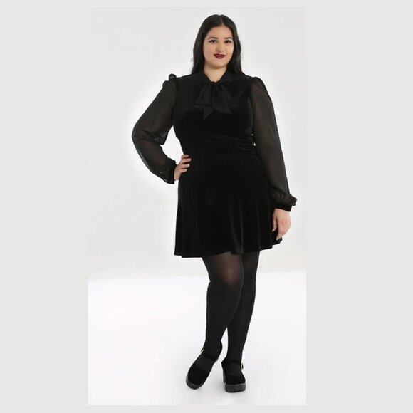 Hell Bunny Dresses & Skirts - Hell Bunny 3X Gabriella Black Velvet 1960s Mini Dress